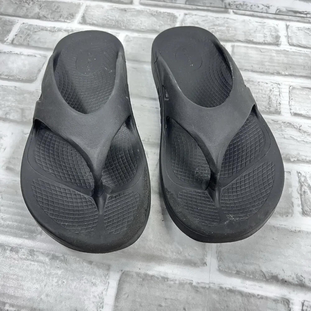 OOFOS Original Recovery Comfort Thong Flip Flop Sandals Black Men 8 -Woman 10